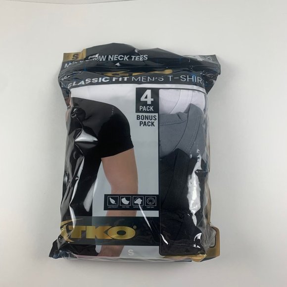 TKO Men's Classic Fit T-Shirt 4-Pack Crew Neck Tees BLK/GRY/WHT Size S NWT 8287 - Picture 1 of 8